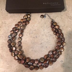 Silpada Bronze Coin Pearl Necklace